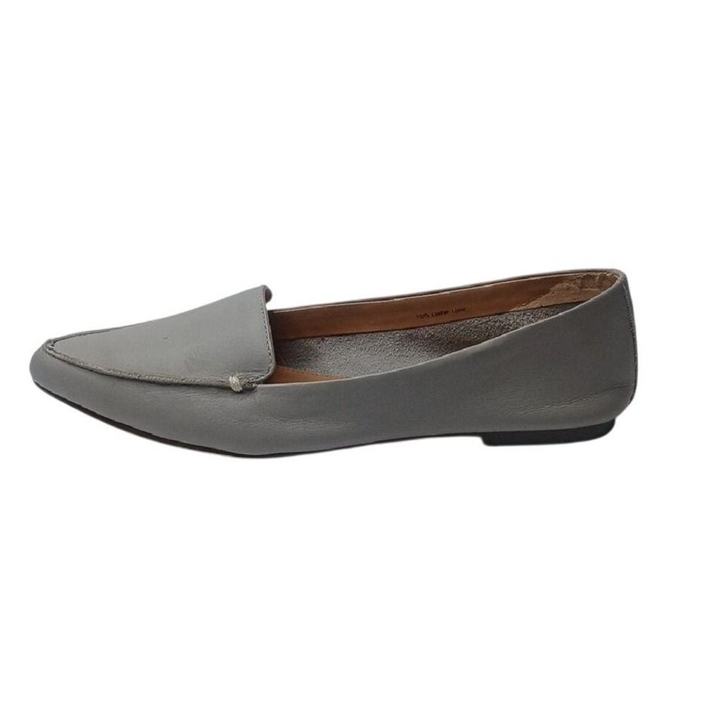 J.Crew Loafers Women 9 Grey Leather Pointed Toe Slip On Flat Shoes Workwear